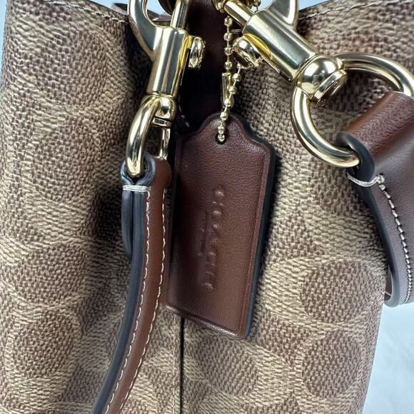 Coach Rowan Bucket Bag Crossbody In Signature Canvas CBH07 Tan Brown NWT - Picture 9 of 10